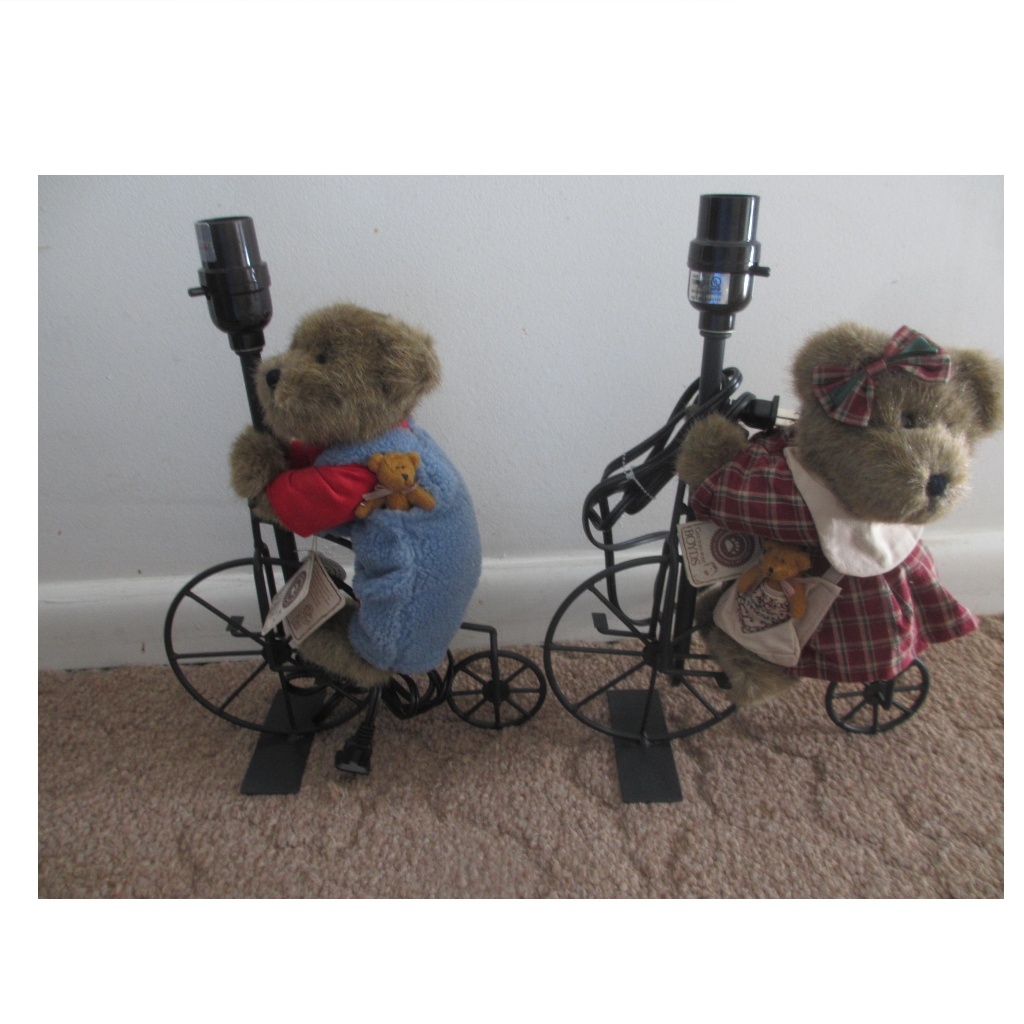 Vintage Brand New Lot 2 Pc Set Table Lamps With Bears Eric Burrbruin